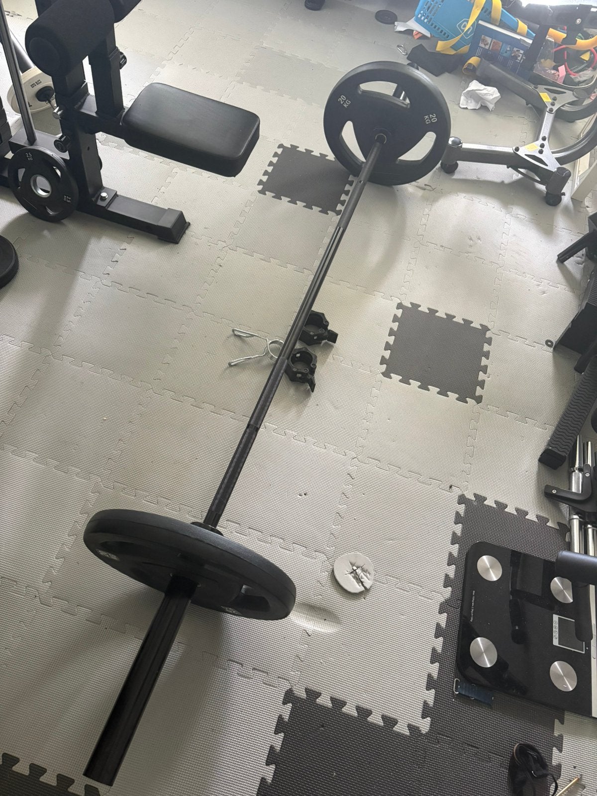 Olympische halterstang 2.20m/20kg met 2x 20kg schijven, Ophalen, Nieuw, Rug, Halterset