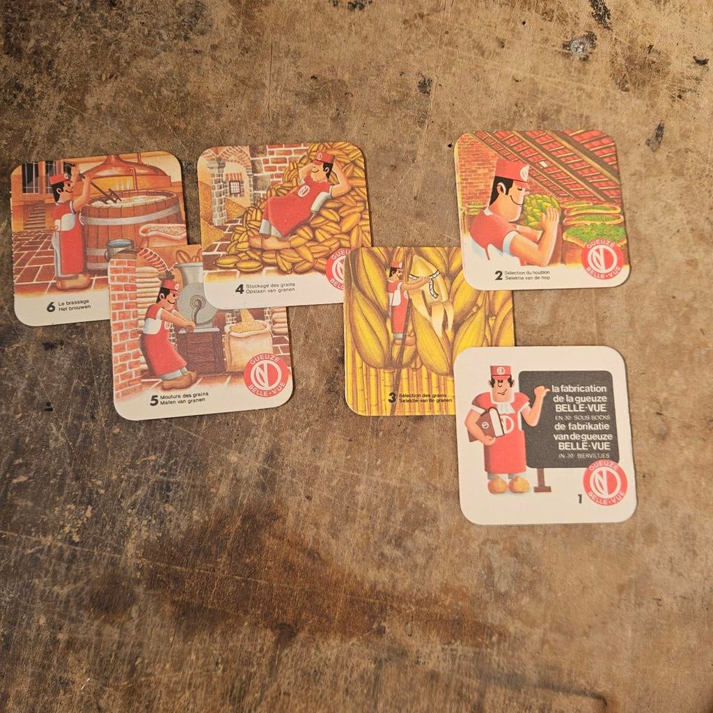 Vintage Belle-Vue Gueuze Bierviltjes Set, Ophalen of Verzenden, Gebruikt