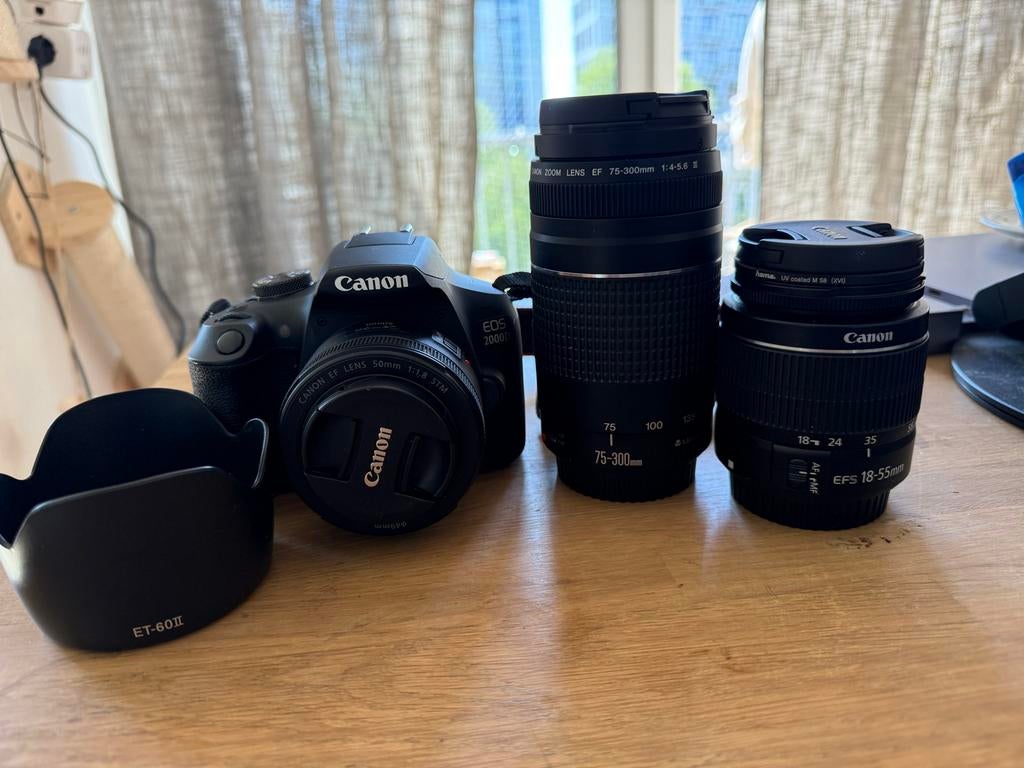 Canon EOS 2000D spiegelreflexcamera +3 lenzen en accessoires, Ophalen, Gebruikt, Spiegelreflex, Canon