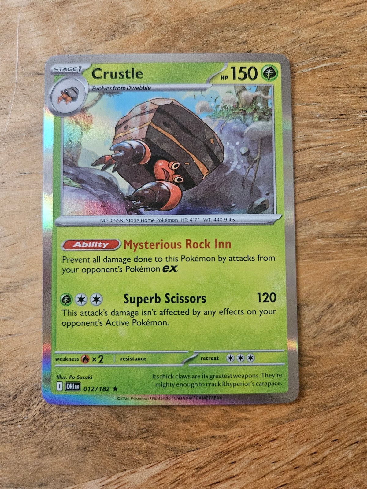 Crustle Pokémon Kaart 012/182 - Stage 1, 150 HP, Ophalen of Verzenden, Zo goed als nieuw, Losse kaart