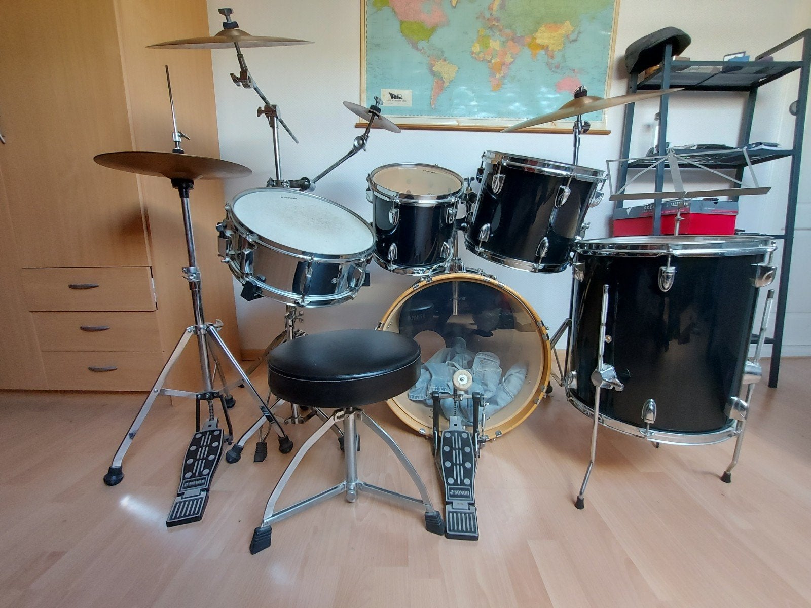 Sonor drumstel met Sabian Bekkens, Muziek en Instrumenten, Ophalen, Gebruikt, Sonor