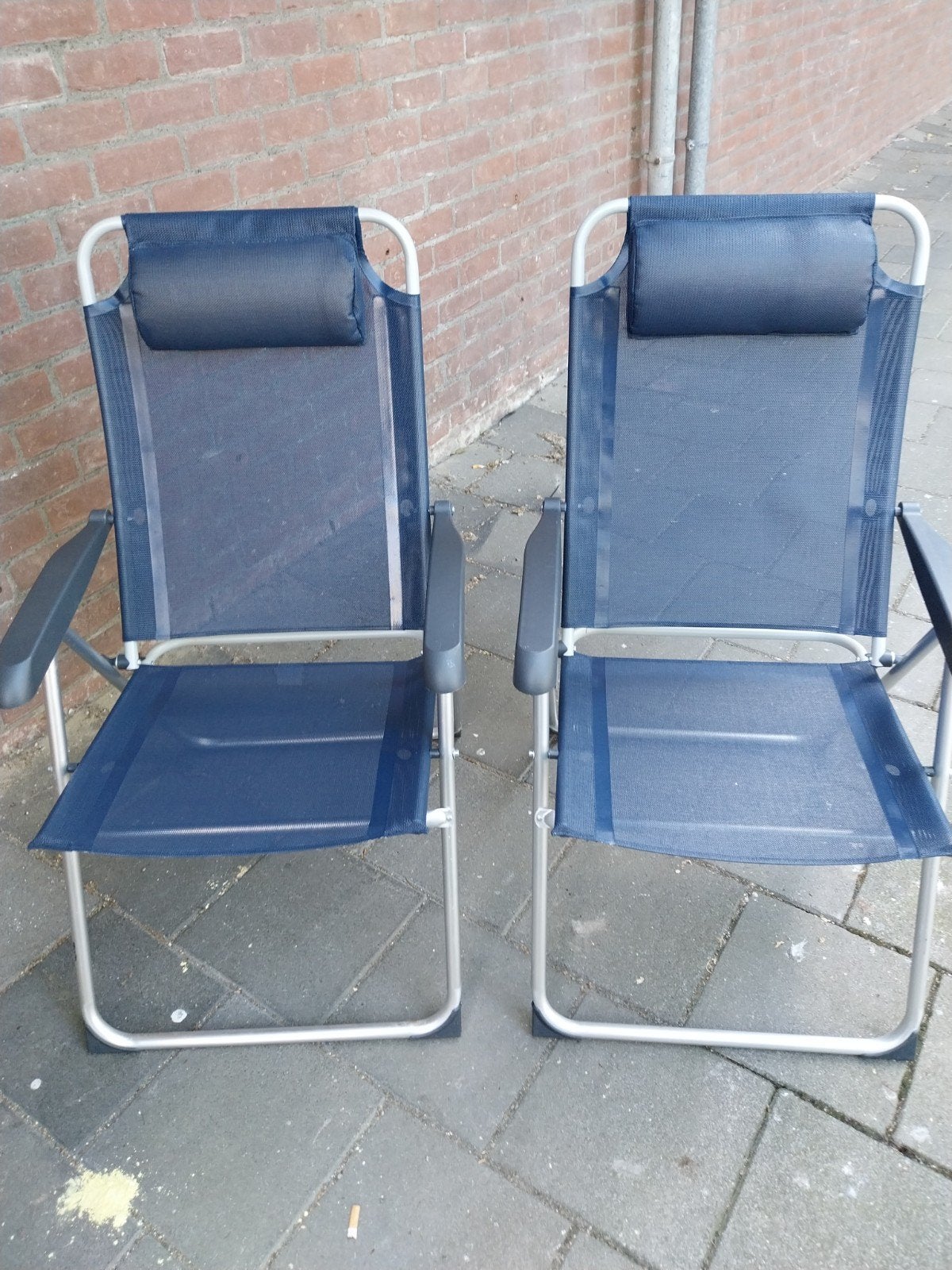 2x Comfortabele Campingstoelen - Blauw verstelbaar, Ophalen, Zo goed als nieuw, Campingstoel