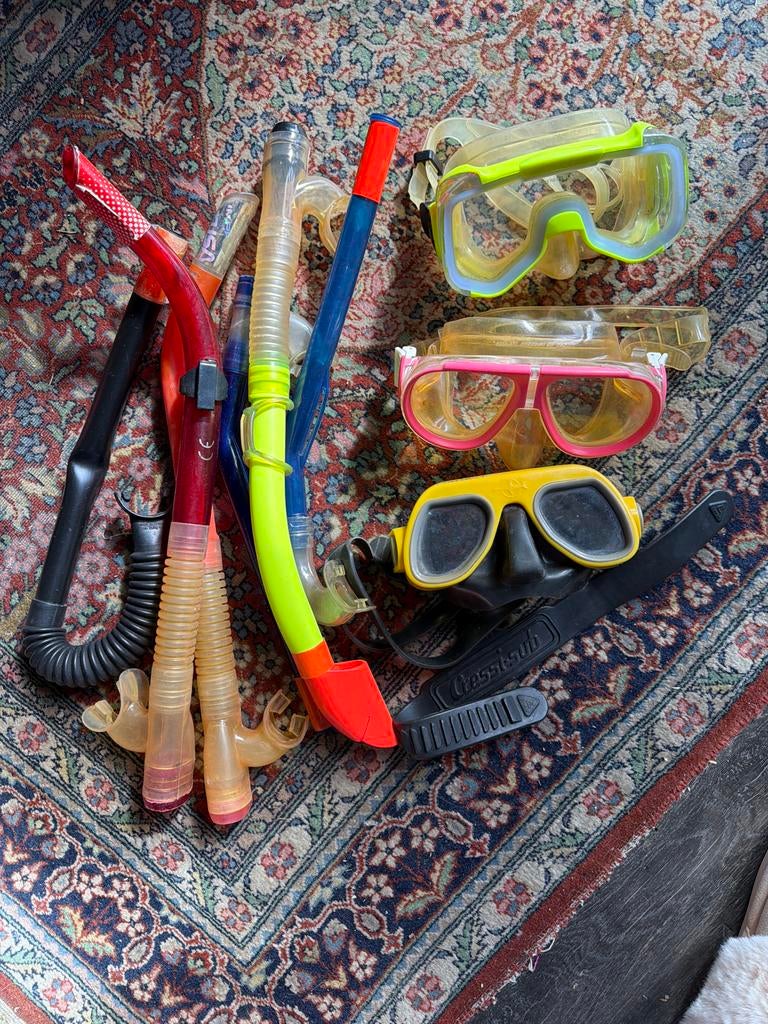 Duikbrillen en snorkels set - Diverse kleuren en maten, Ophalen of Verzenden, Gebruikt, Duikbril of Snorkel