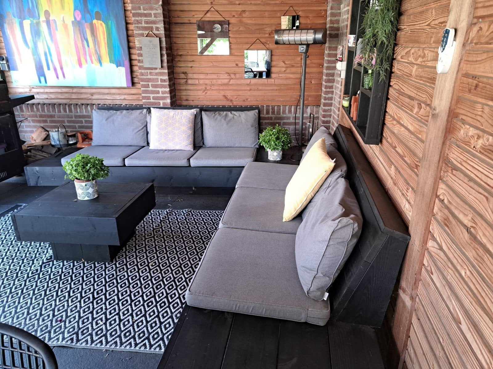 loungeset zwart, Ophalen, Gebruikt, 6 zitplaatsen, Loungeset