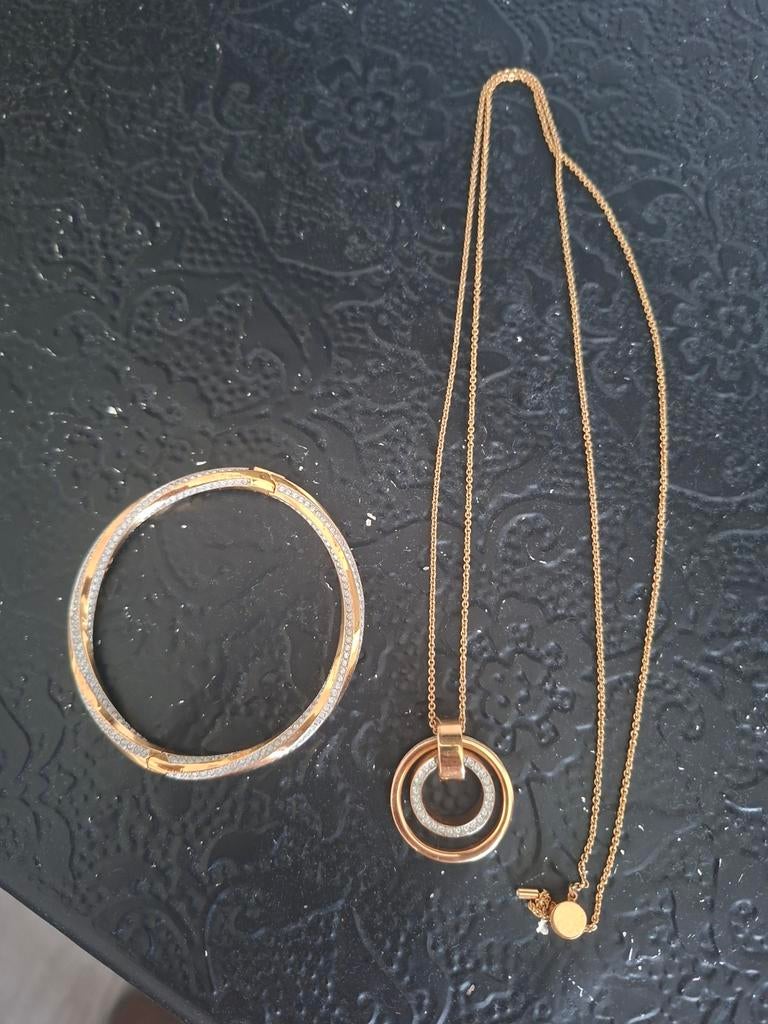 Swarovski armband en ketting, Ophalen of Verzenden, Zo goed als nieuw, Zilver, Zilver