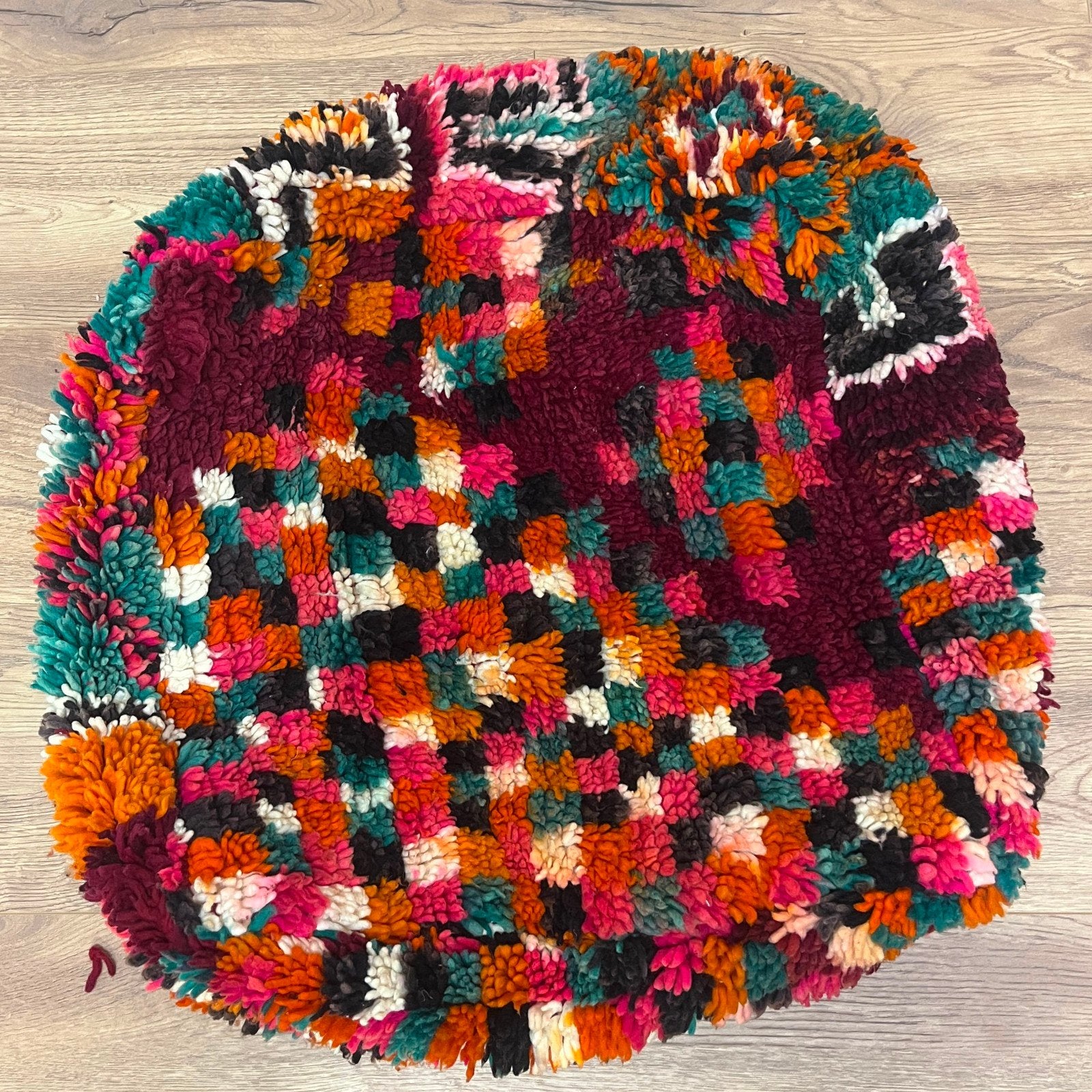 nieuwe Marokkaanse berber wollen kelim, vloerkussen poef, Nieuw, Ophalen of Verzenden, 50 tot 75 cm, Vierkant