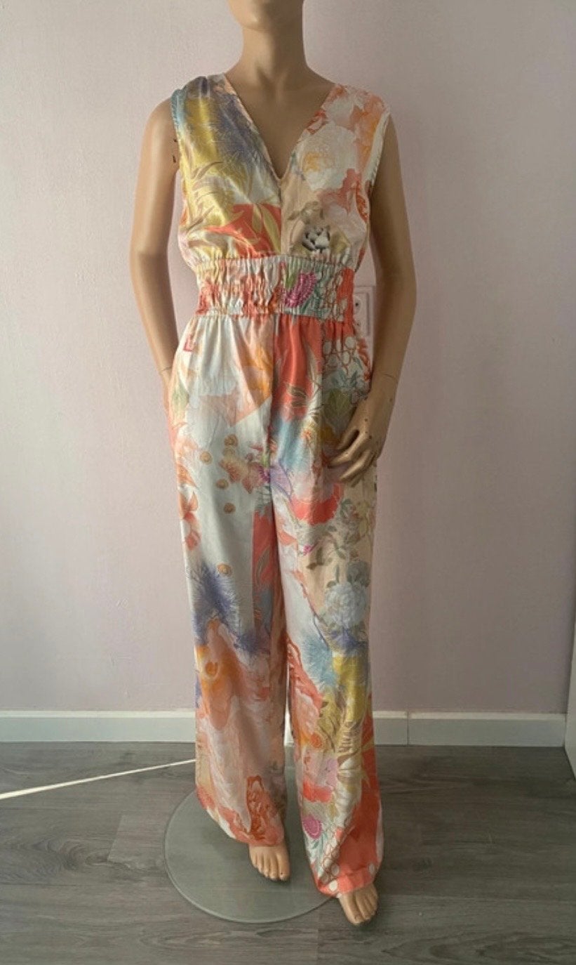 Promod Jumpsuit Maat 42 - Kleurrijke Print, 100% Polyester, Kleding | Dames, Meerkleurig, Maat 42/44 (L), Ophalen of Verzenden
