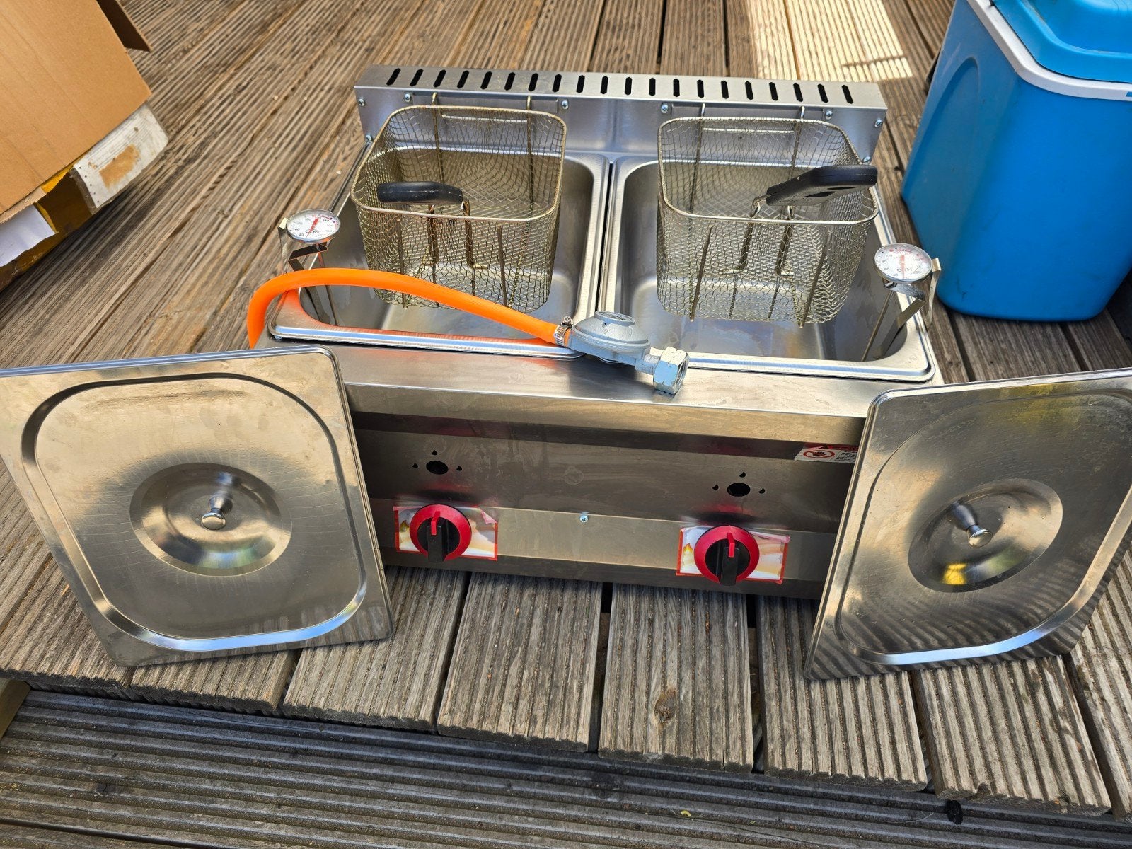 dubbele gasfriteuse - Zo goed als nieuw, 4 liter of meer, Ophalen, Zo goed als nieuw, Duo-friteuse