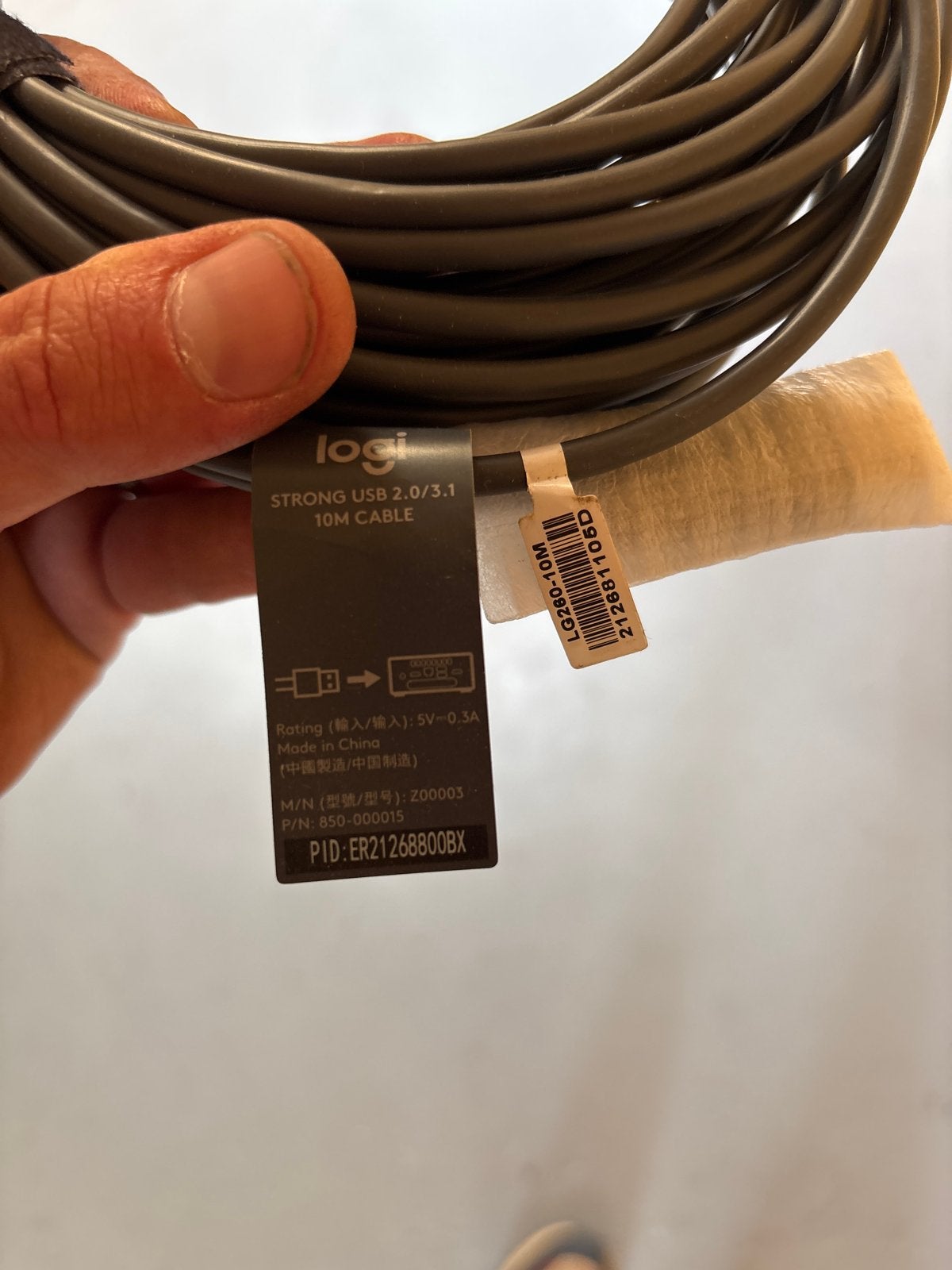 Logitech Strong USB 2.0/3.1 10M Kabel, Ophalen, Zo goed als nieuw
