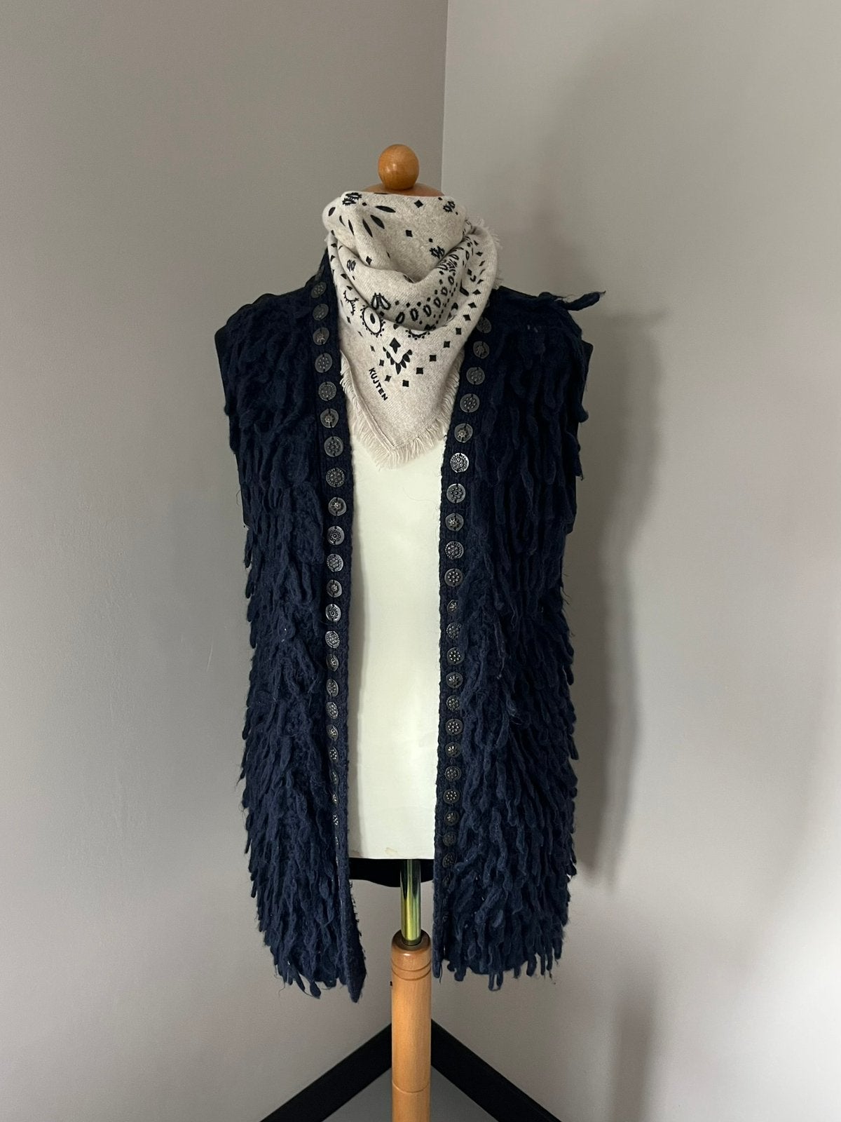Maison Scotch gilet vest blauw zwart 38 40, Ophalen of Verzenden, Zo goed als nieuw, Maat 38/40 (M), Blauw