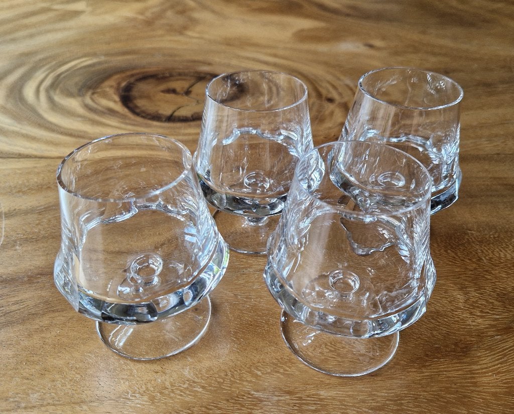 4 stuks vintage kristal cognac glazen Van Saint Lambert, Ophalen of Verzenden