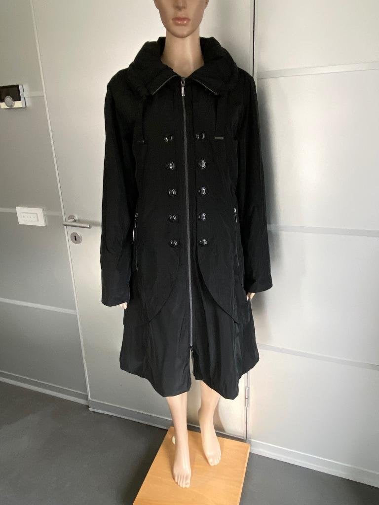 J579 Maat 36=S lange design jas winterjas parka trenchcoat, Kleding | Dames, Zwart, Ophalen of Verzenden, Zo goed als nieuw, Maat 36 (S)