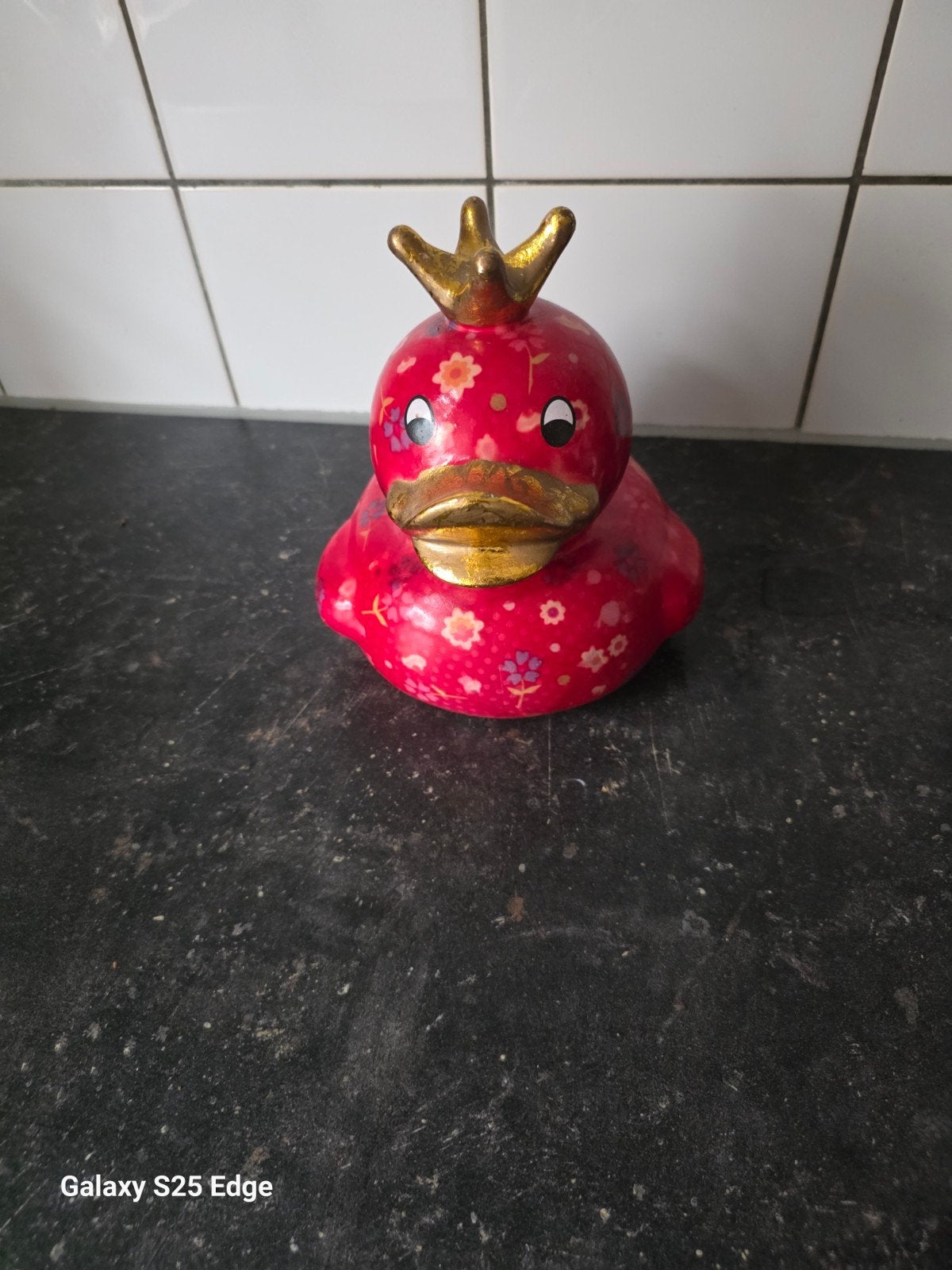 Pomme Pidou Eend Spaarpot met Kroon, Ophalen of Verzenden, Gebruikt, Steen, Aardewerk of Keramiek, Dier