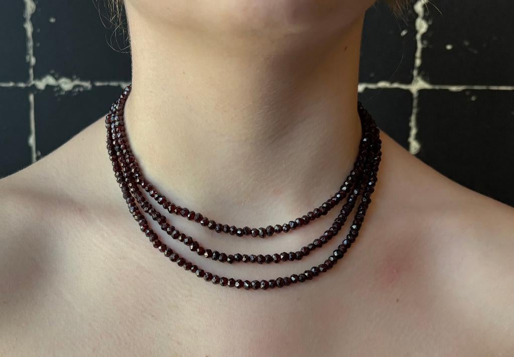 Granaat antieke ketting fraai 14k slot goud dames vintage, Sieraden, Tassen en Uiterlijk, Antieke sieraden, Verzenden, Goud, Ketting
