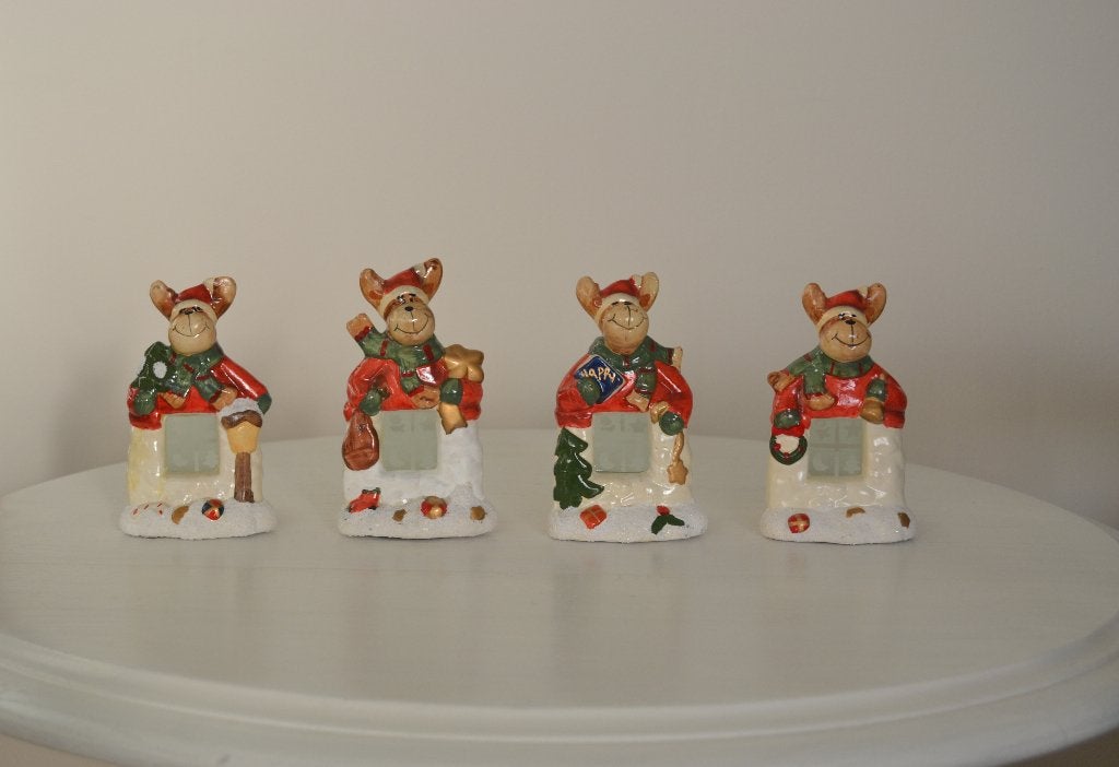4 gezellige waxinelichtjes rendier voor kerst, Ophalen of Verzenden, Zo goed als nieuw