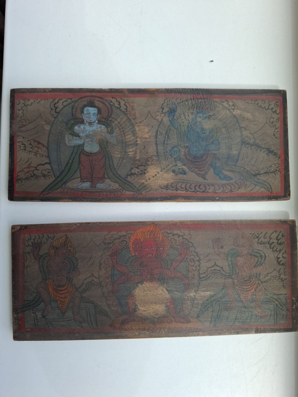 Antieke Tibetaanse Bookcovers, Tibet, Ophalen of Verzenden, Ritueel object, Hout