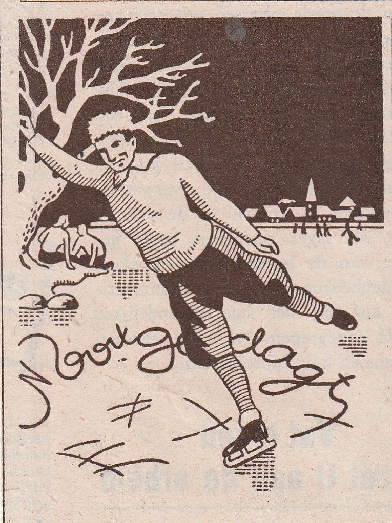 Retro reclame 1952 Nooitgedagt IJlst schaatsen al 87 jaar, Verzamelen, Verzenden, Overige typen