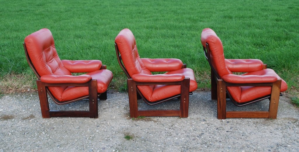 Coja Armchairs Leder palissander Scandinavisch Design, Ophalen, Gebruikt, Vintage, 75 tot 100 cm
