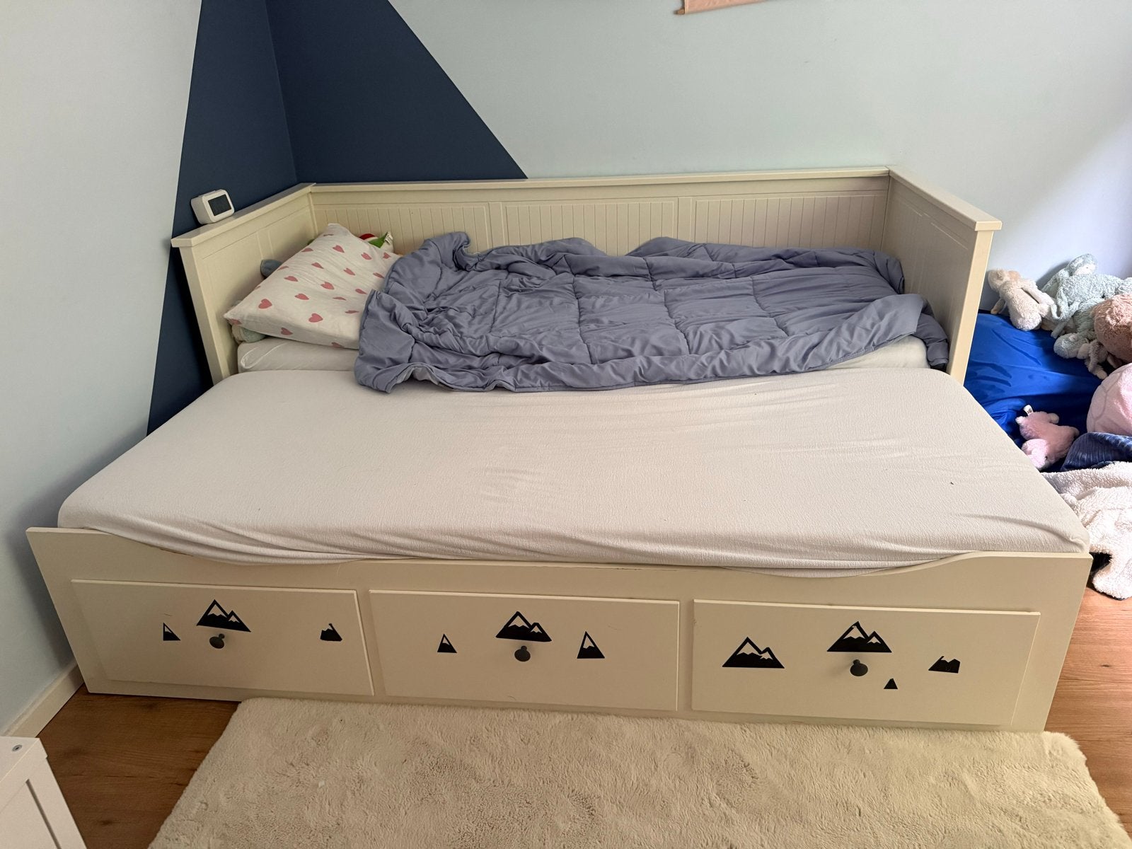 Hemnes bedbank met lades, Ophalen, Gebruikt, Eenpersoons, Wit