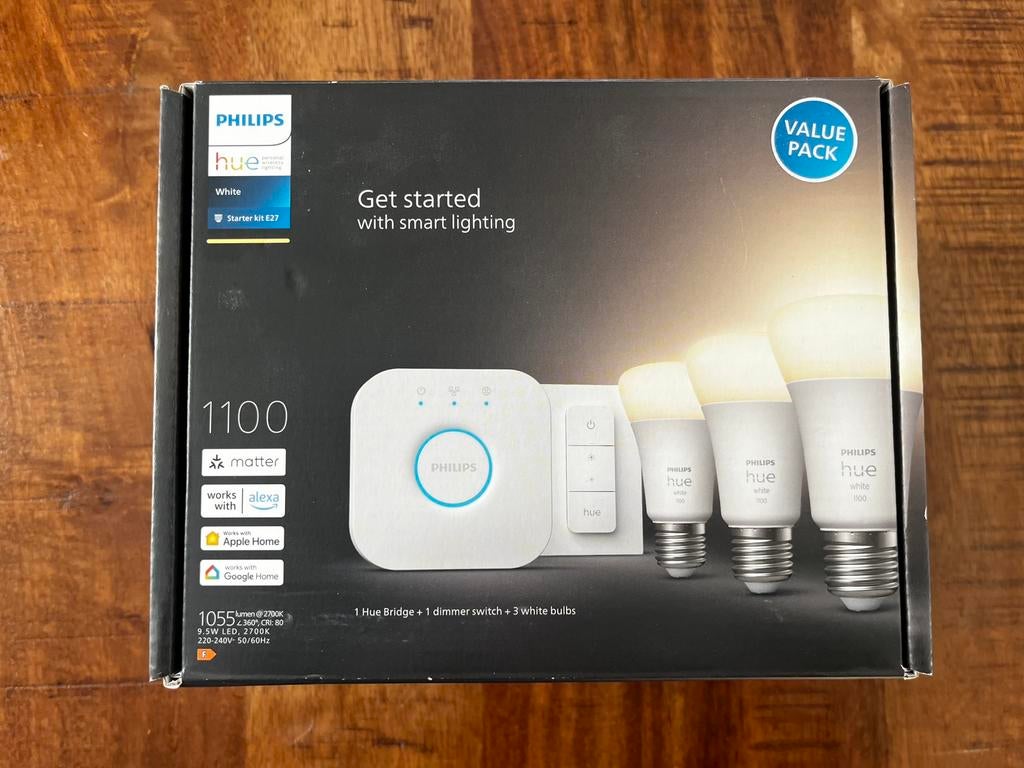 PHILIPS HUE Starterkit W E27 1100lm, Led-lamp, Minder dan 30 watt, Nieuw, E27 (groot)