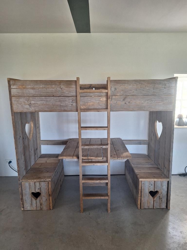 Steigerhouten hoogslaper, Kinderen en Baby's, Kinderkamer | Stapelbedden en Hoogslapers, Ophalen, Zo goed als nieuw, Hoogslaper