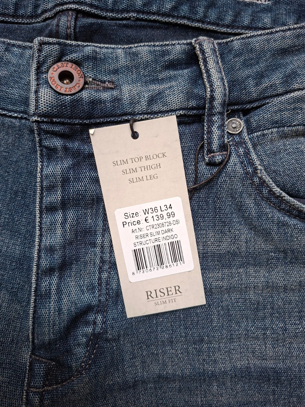 CAST IRON Riser slimfit jeans W36 L34, W36 - W38 (confectie 52/54), Blauw, Nieuw, Ophalen of Verzenden