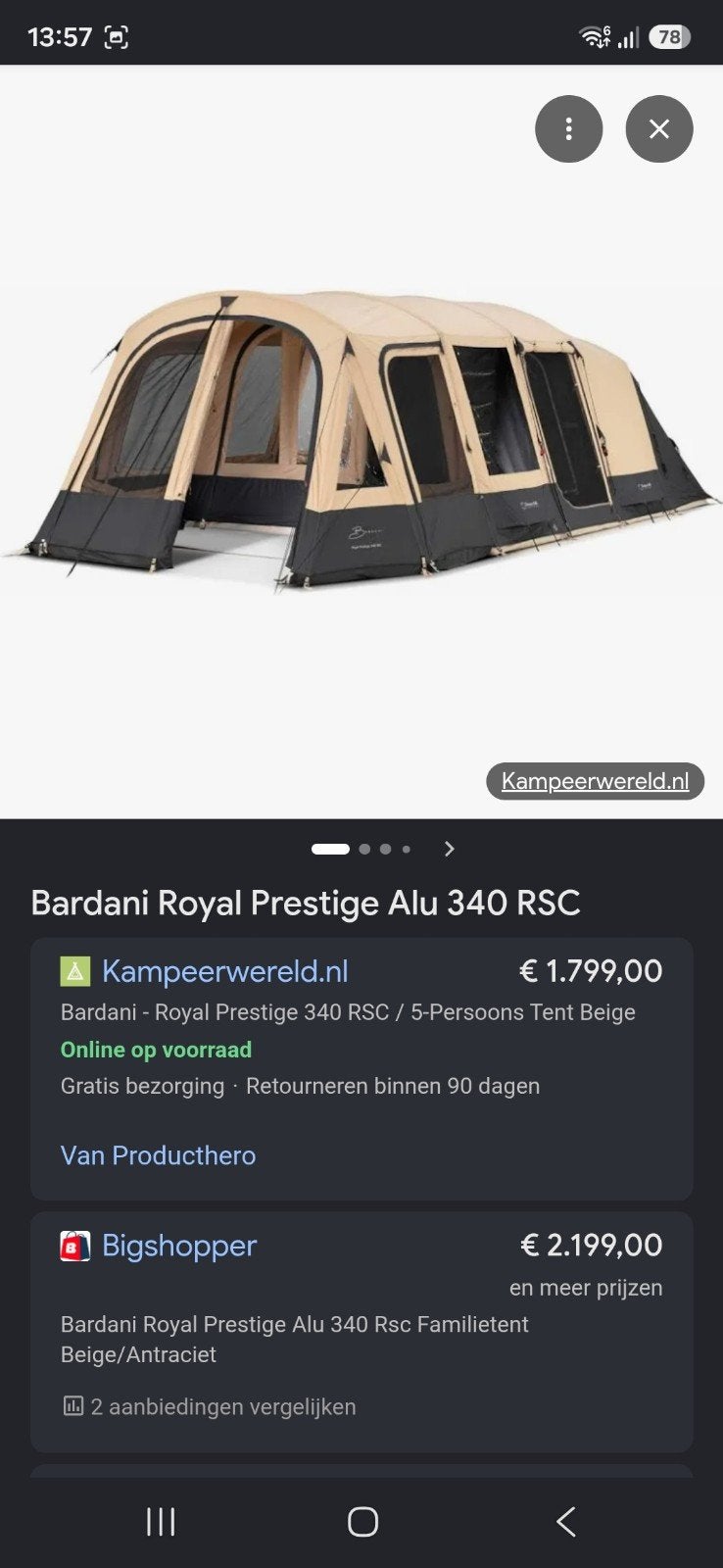 Bardani air 5-persoons familietent, Ophalen
