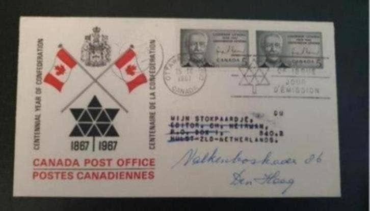 Eerste dag Envelop Canada - 1968, Postzegels en Munten, Brieven en Enveloppen | Nederland, Ophalen of Verzenden, Envelop
