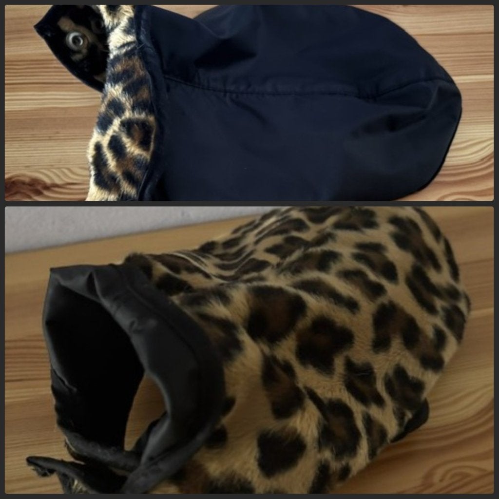 Hunter zeer exclusief zwart jasje XS/26 met luipaard print, Dieren en Toebehoren, Ophalen of Verzenden, Nieuw, Hondenjas, XS