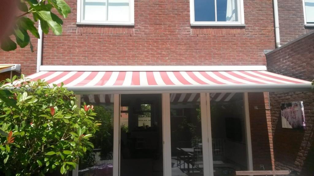 Knikarm zonnescherm elektrisch 5*2.5, Ophalen, Gebruikt, 450 cm of meer, Elektrisch