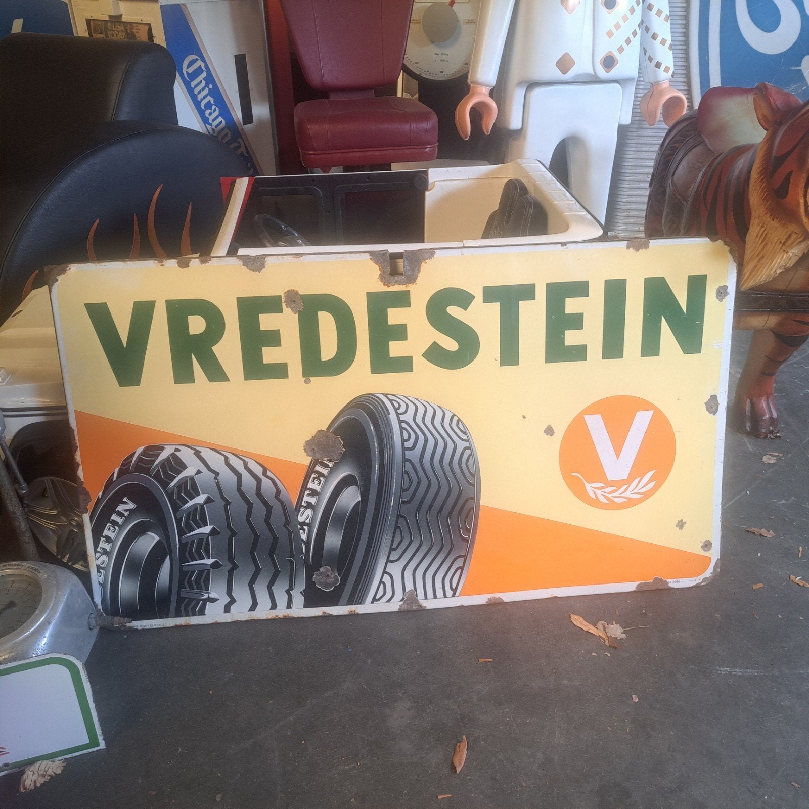 Vredestein Emaille reclamebord '51, Verzamelen, Ophalen, Gebruikt, Reclamebord