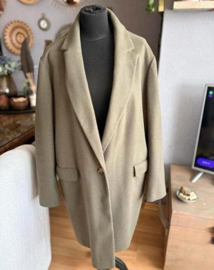 Primark groene mantel mt 46/48, Kleding | Dames, Jassen | Winter, Ophalen of Verzenden, Zo goed als nieuw, Maat 46/48 (XL) of groter