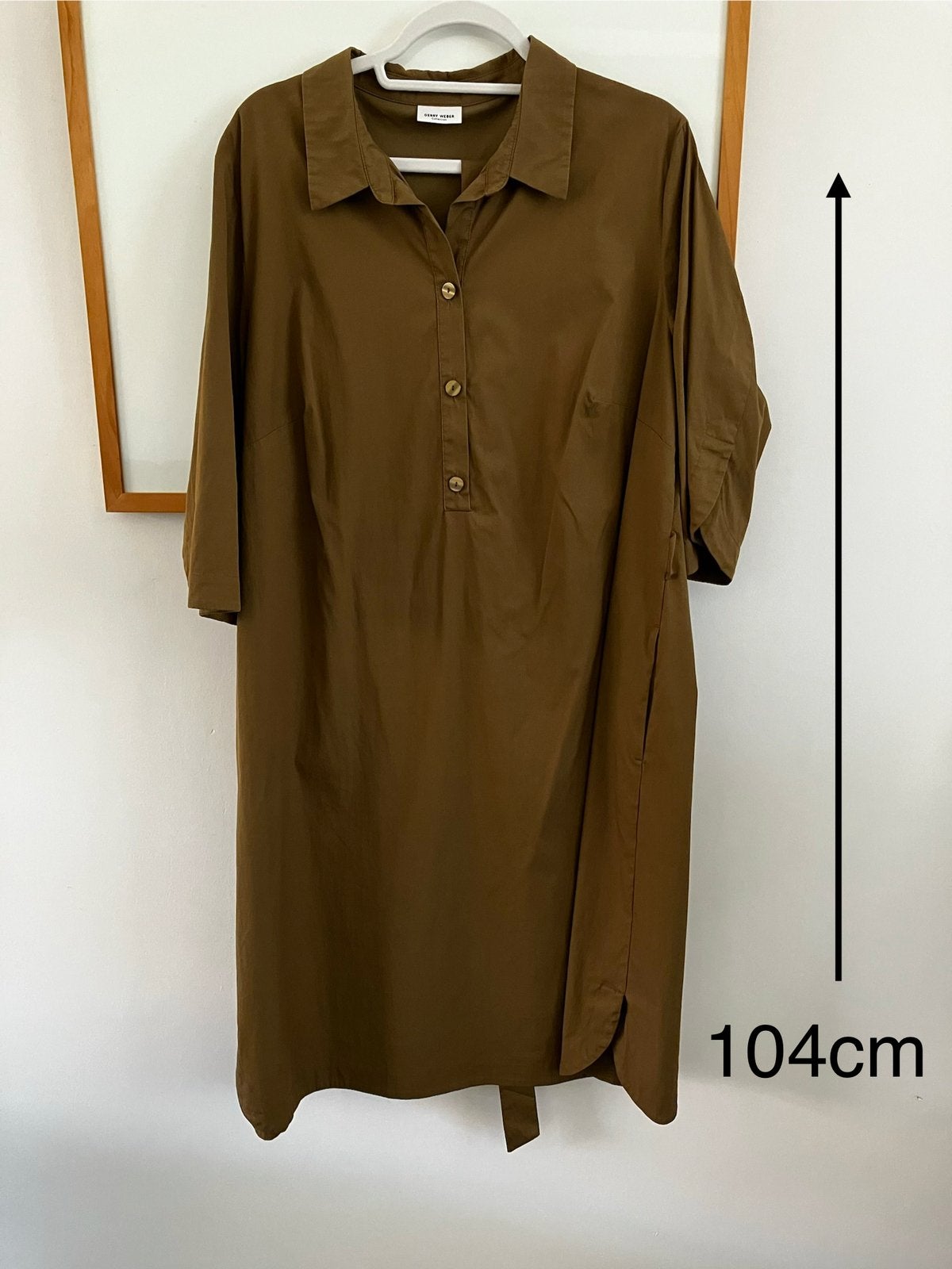 Gerry Weber jurk, mt46, katoen, Bruin, Maat 46/48 (XL) of groter, Ophalen of Verzenden, Gedragen