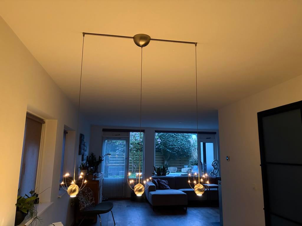 Hanglamp Quasar Orkje 3lichts, Ophalen, Zo goed als nieuw, Metaal