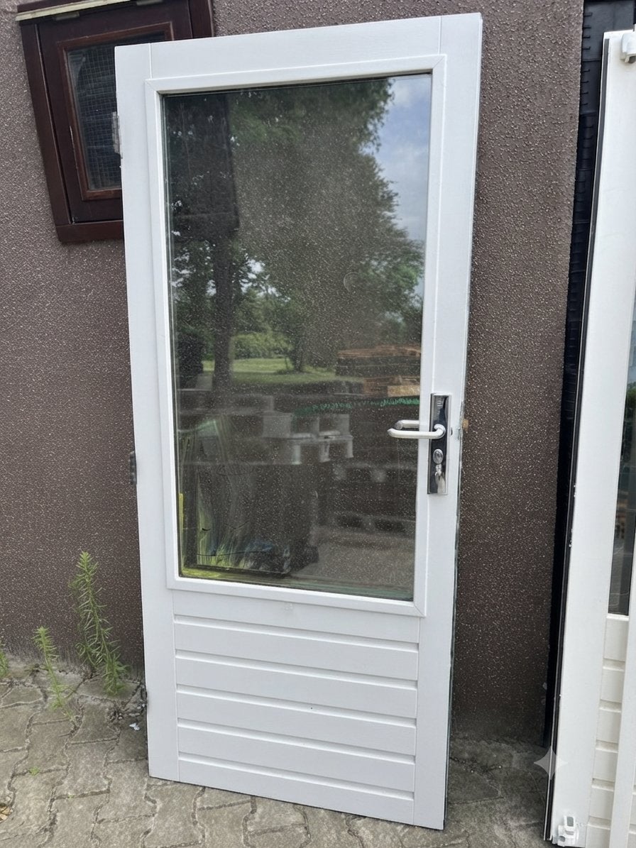 Te koop hardhouten schuurdeur achterdeur deur glas schutting, Ophalen, 200 tot 215 cm, Glas, Buitendeur