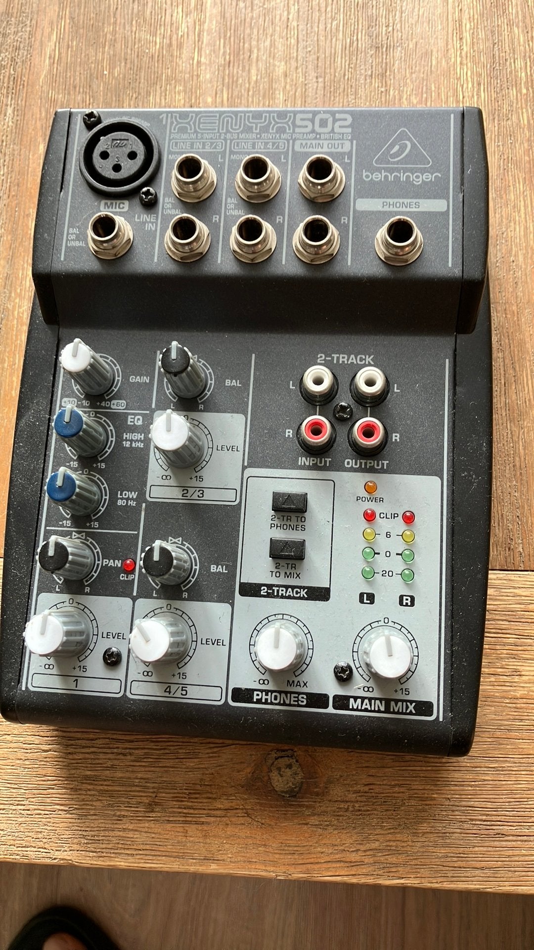 Behringer Xenyx 502 Premium 5-Input 2-Bus Mixer, Ophalen, Gebruikt, Minder dan 5 kanalen, Microfooningang