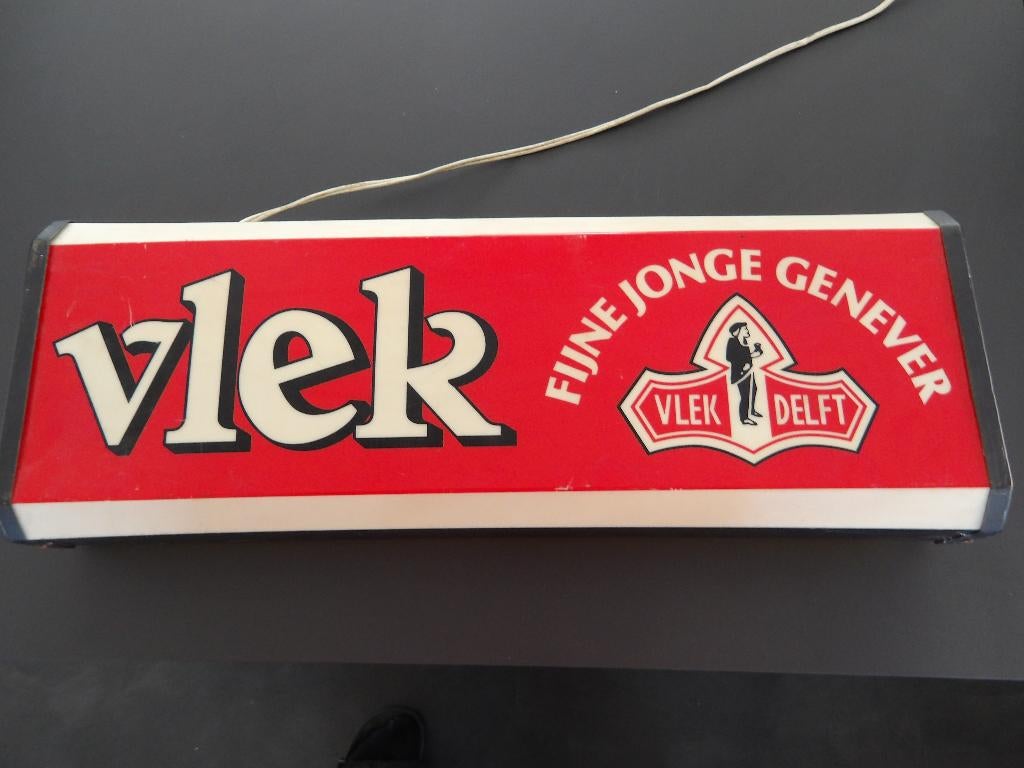 oude reclame lichtbak VLEK Jenever Citroen brandewijn Delft, Ophalen of Verzenden, Zo goed als nieuw, Lichtbak of (neon) lamp