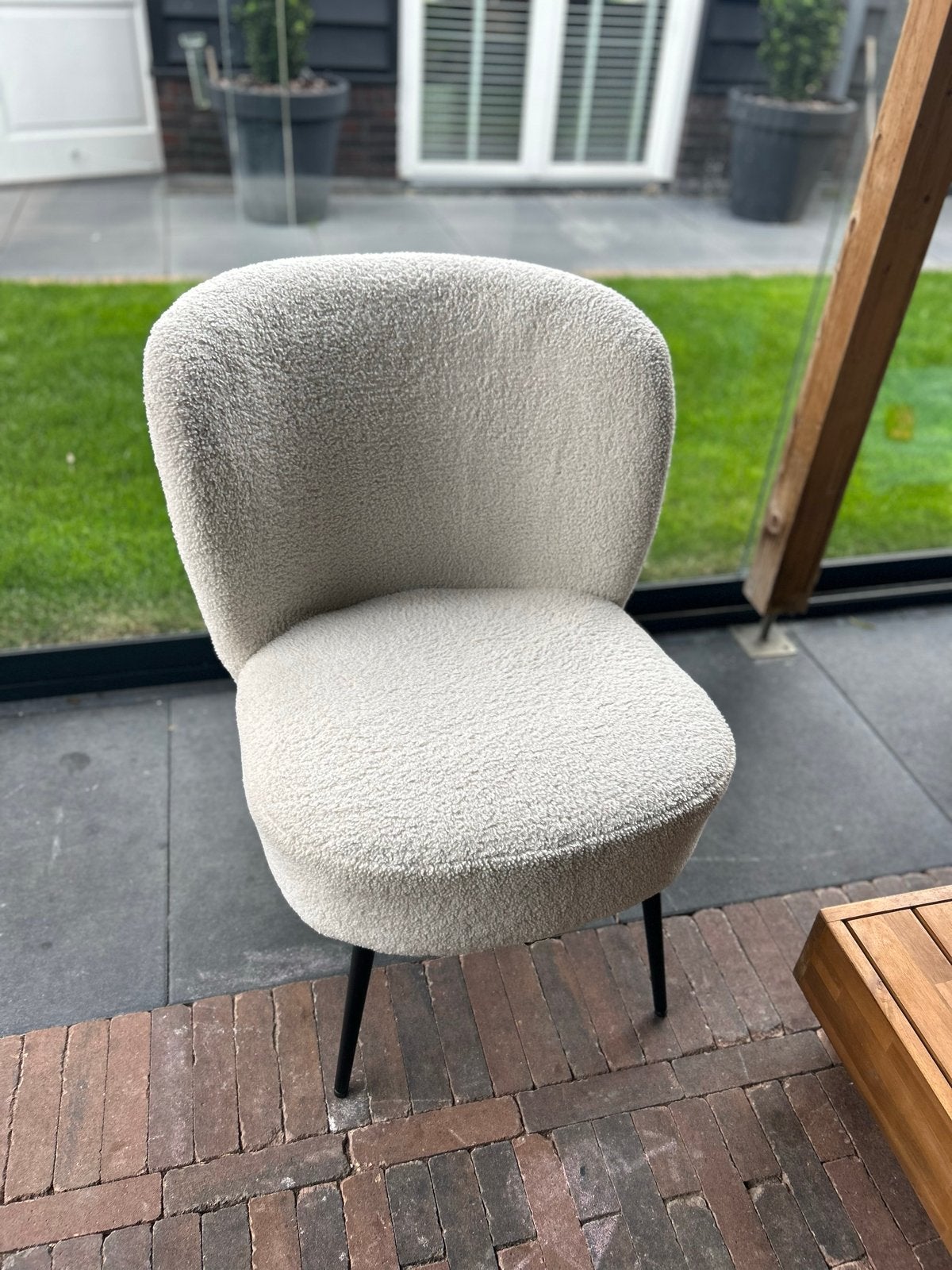 Bouclé Fauteuil / Stoel- Crème Wit, Ophalen, Wit, Zo goed als nieuw, Eén