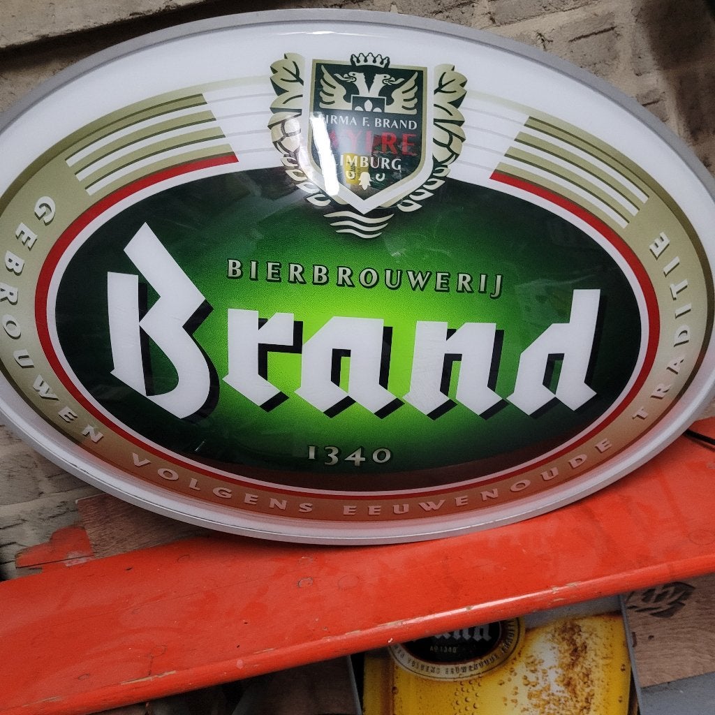 Brand lamp, Ophalen, Zo goed als nieuw, Reclamebord, Plaat of Schild, Brand