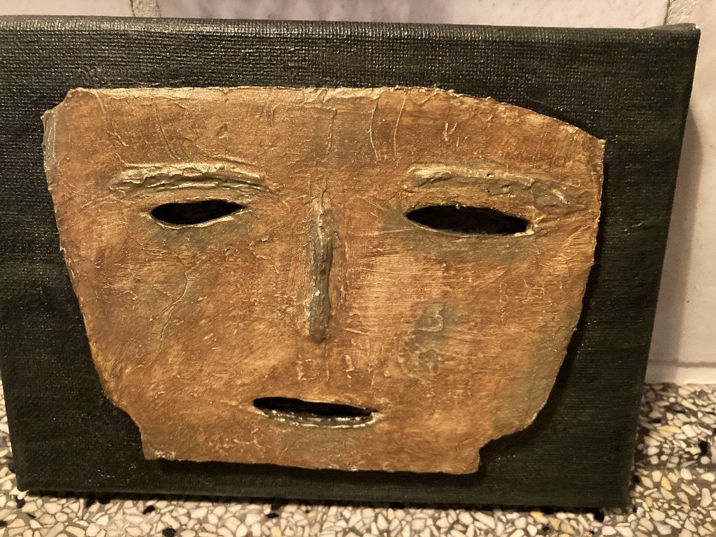 Schilderij Masker op spieraam, Verzenden