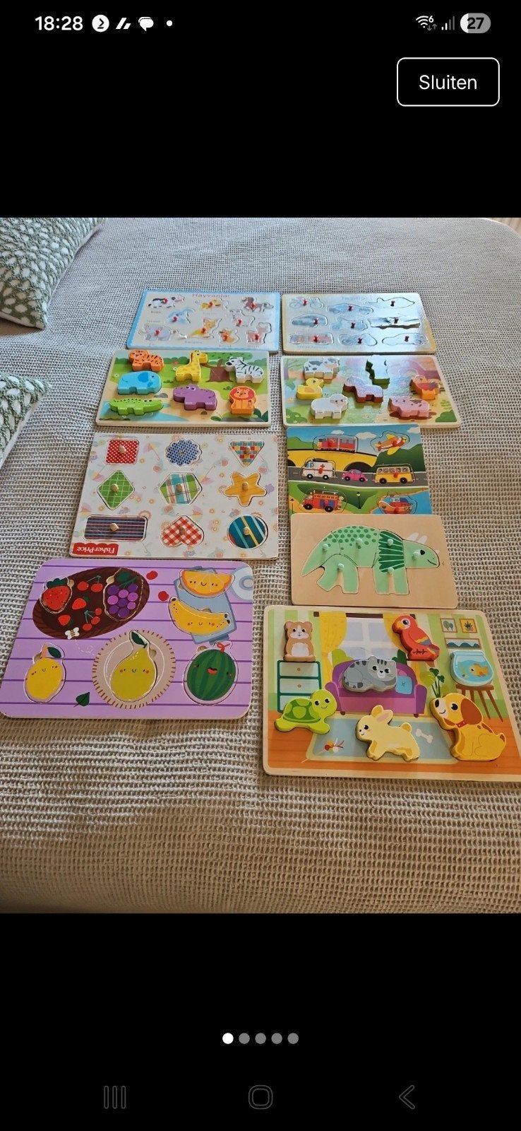 9 peuter puzzels, Kinderen en Baby's, Speelgoed | Kinderpuzzels, Ophalen of Verzenden, Minder dan 10 stukjes, Gebruikt, 2 tot 4 jaar