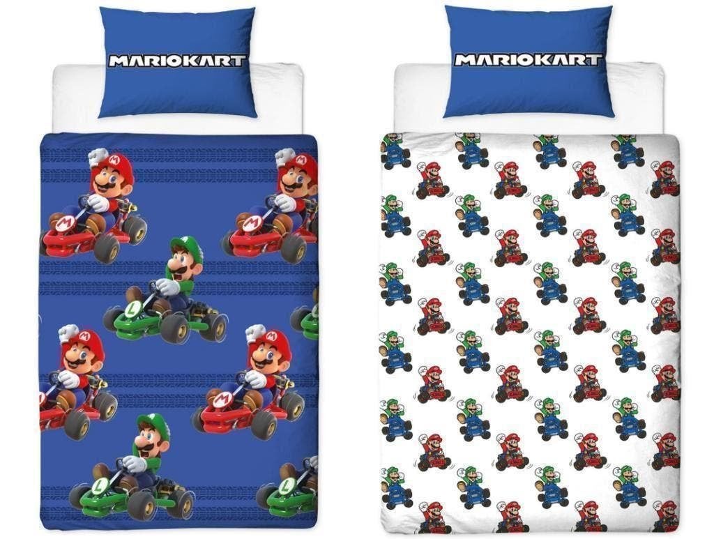 Super Mario Dekbedovertrek 140 x 200 - Dubbelzijdig, Blauw, Dekbedovertrek, Nieuw, Ophalen of Verzenden