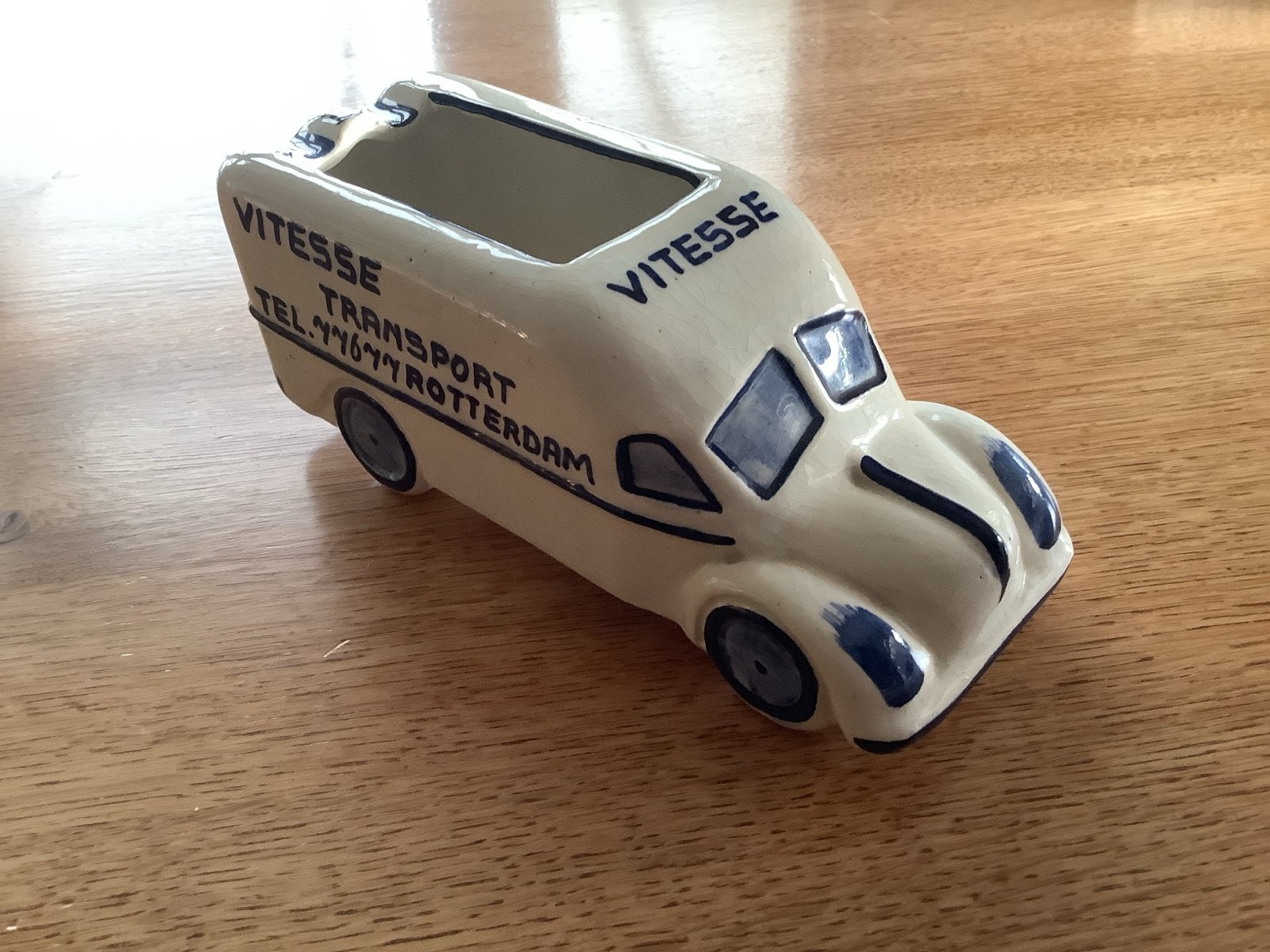 Vintage Delfts Blauw Vitesse Transport busje asbak Rotterdam, Ophalen of Verzenden
