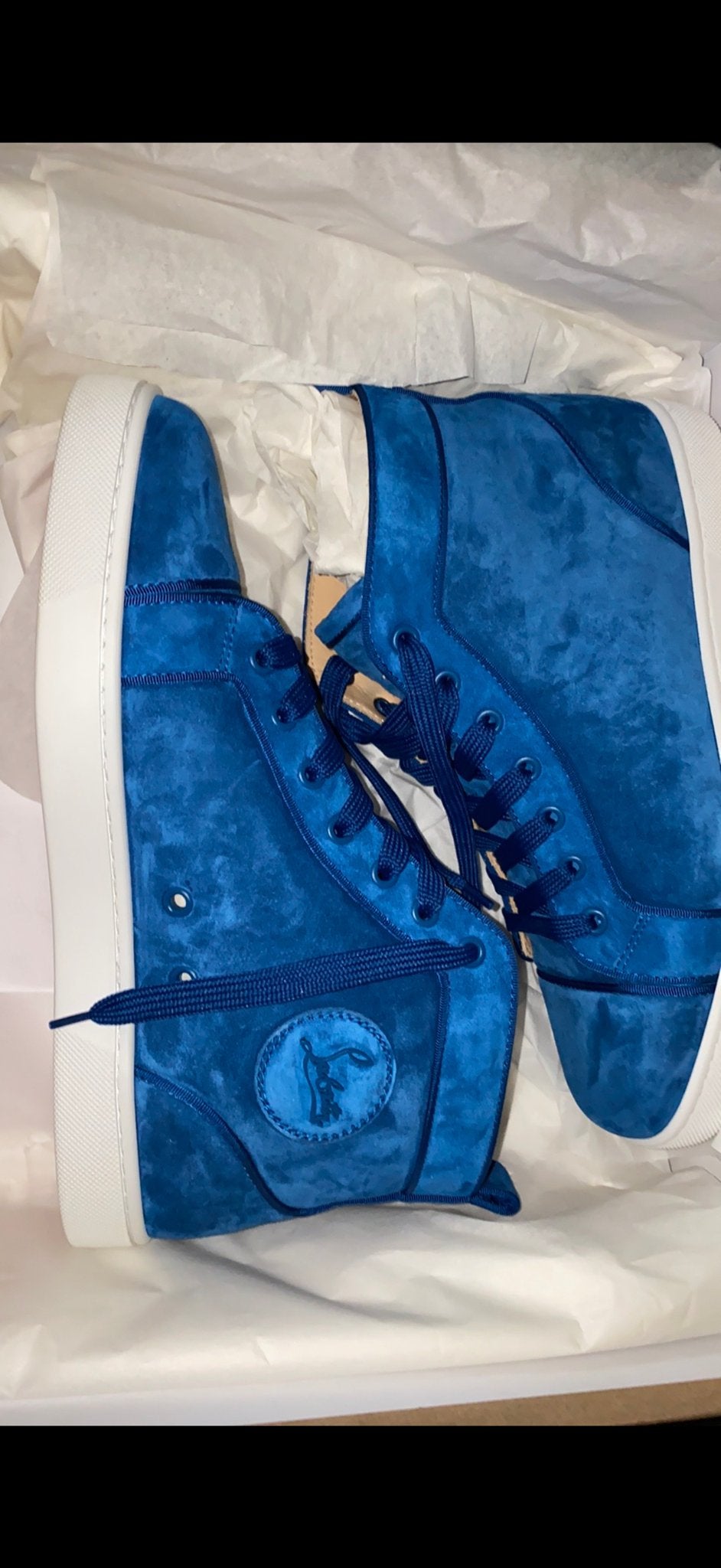 Christian Louboutin Louis Orlato Flat Veau Velours - Maat 41, Ophalen of Verzenden, Nieuw, Blauw, Sneakers of Gympen
