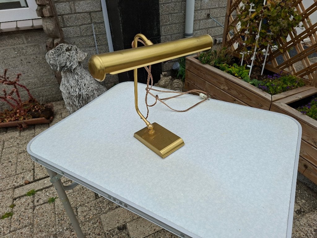 schitterende messing brocante tafellamp bureaulamp, Antiek en Kunst, Antiek | Lampen, Ophalen of Verzenden