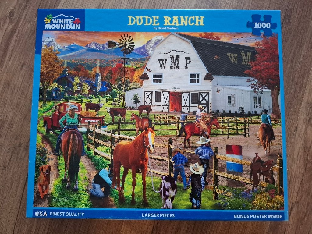 WHITE MOUNTAIN Puzzel - Dude Ranch - 1000 Stukjes, Ophalen of Verzenden, 500 t/m 1500 stukjes, Zo goed als nieuw, Legpuzzel