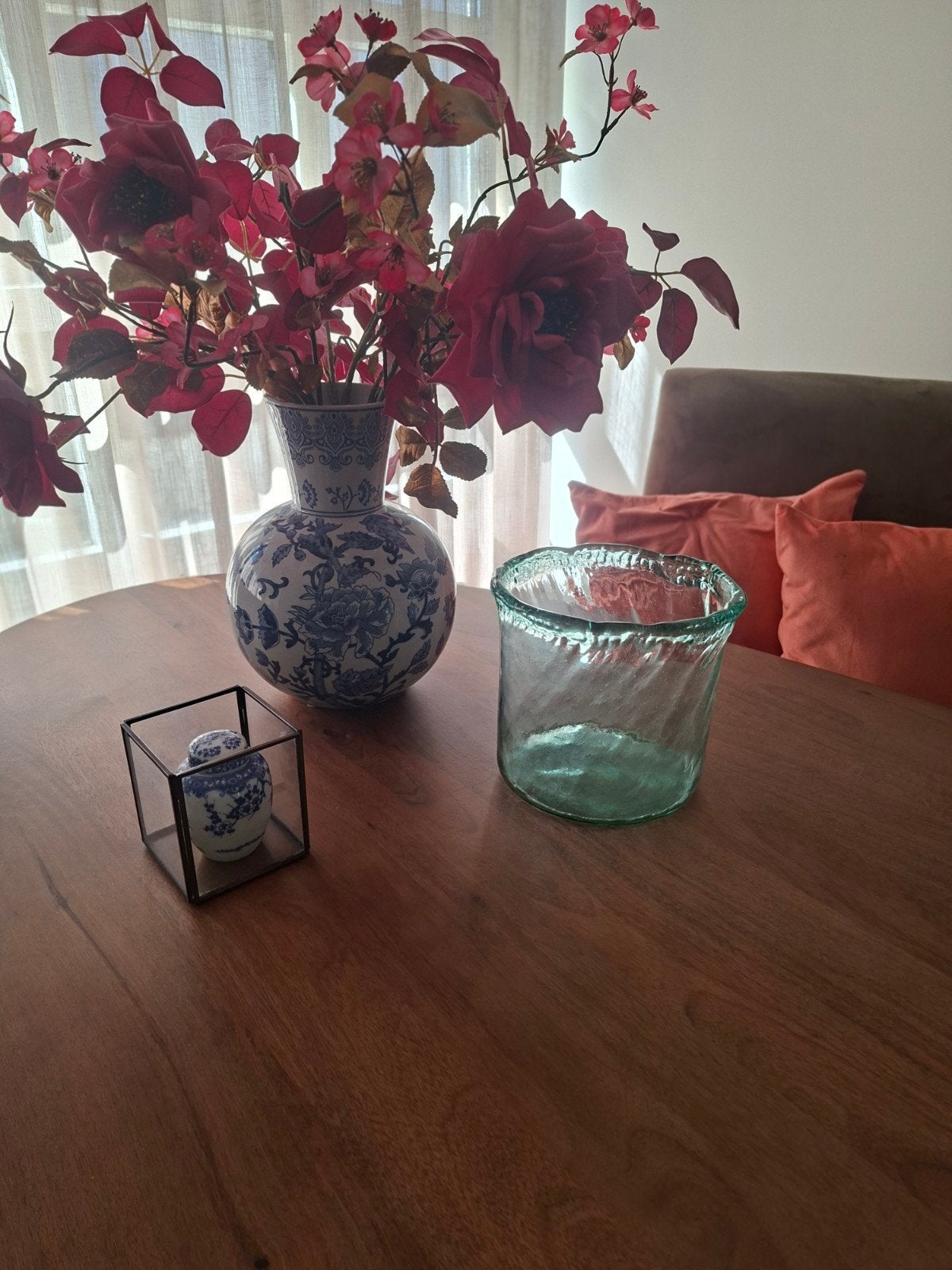 Vintage robuust windlicht groen glas, Ophalen, Groen, Glas, Windlicht