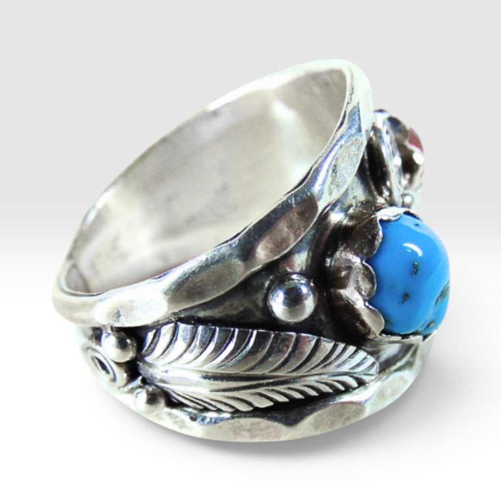 Prachtige zilver NAVAJO ring turquoise koraal Maat 18/18,5!, 18 tot 19, Verzenden, Zo goed als nieuw, X