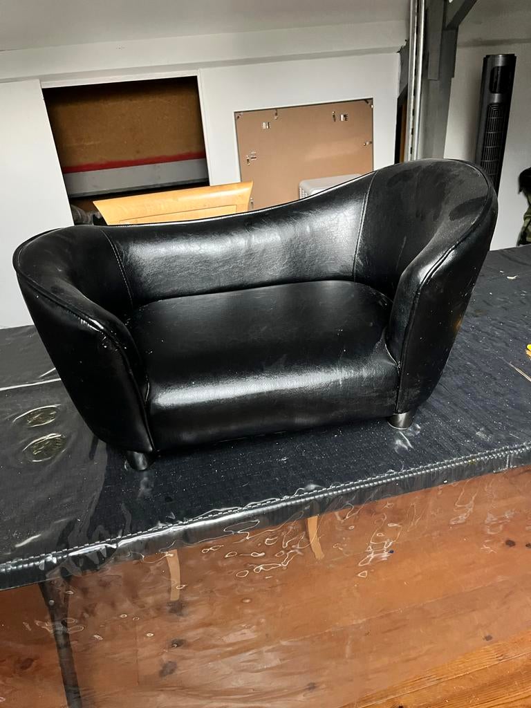 Zwarte leren kinderfauteuil - Comfortabel en stijlvol, Overige materialen, Gebruikt, Zwart, Ophalen of Verzenden