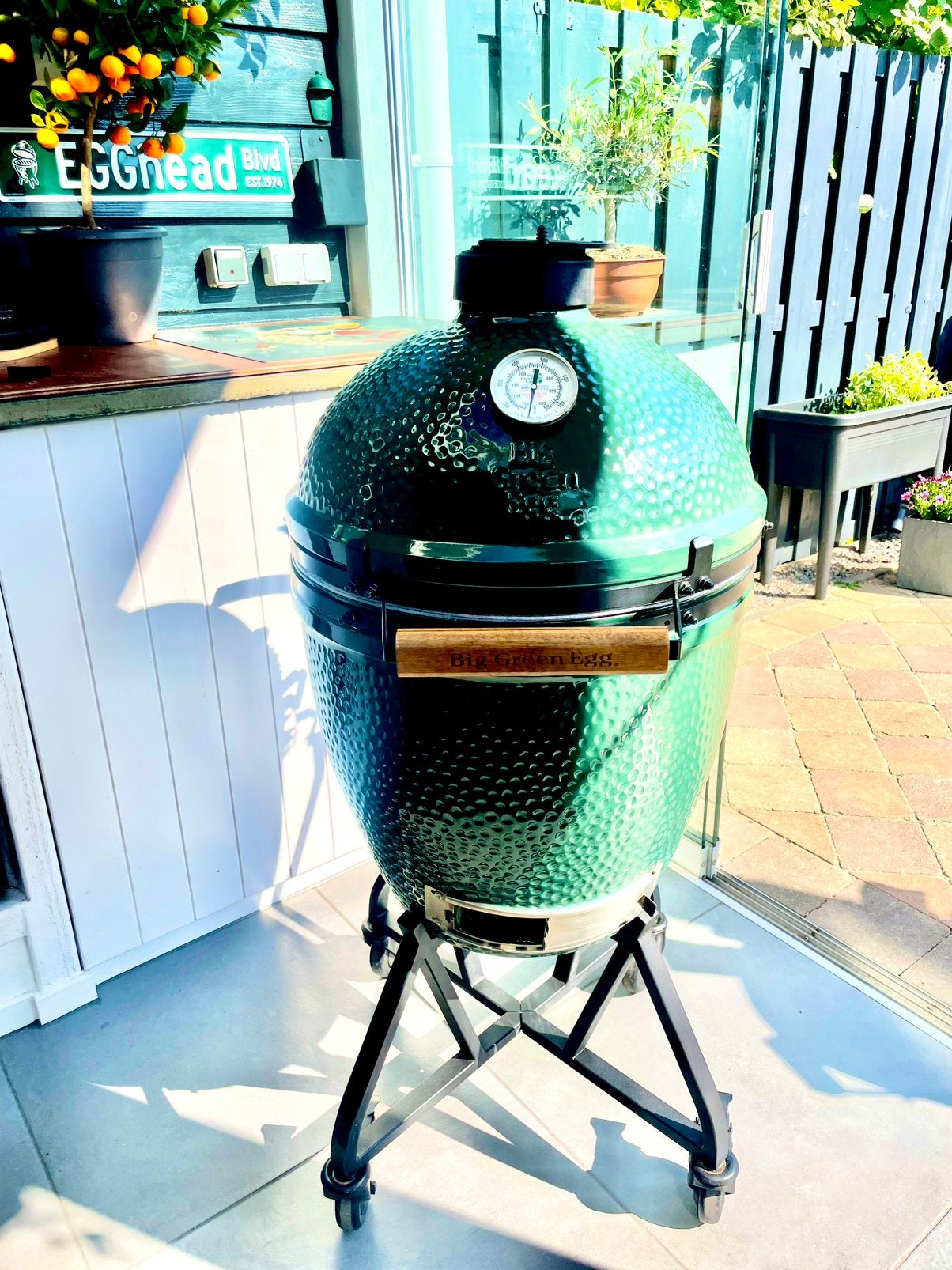 Big Green Egg Large met accessoires, Ophalen, Zo goed als nieuw
